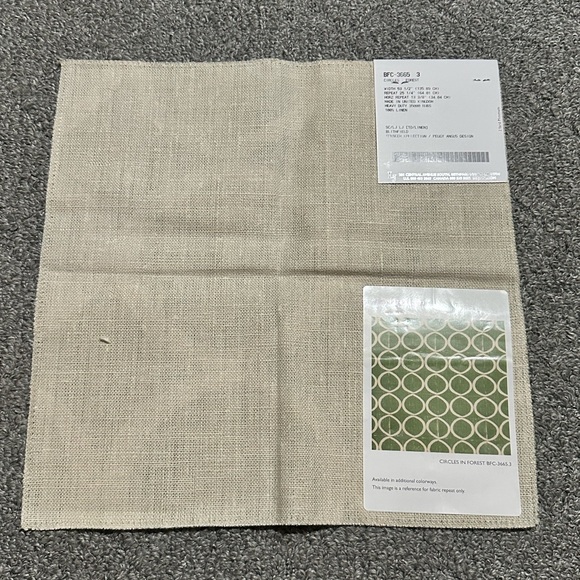 Lee Jofa Fabric Sample Remnant Circles Forest Linen Green Blithfield Crafts - Picture 5 of 16